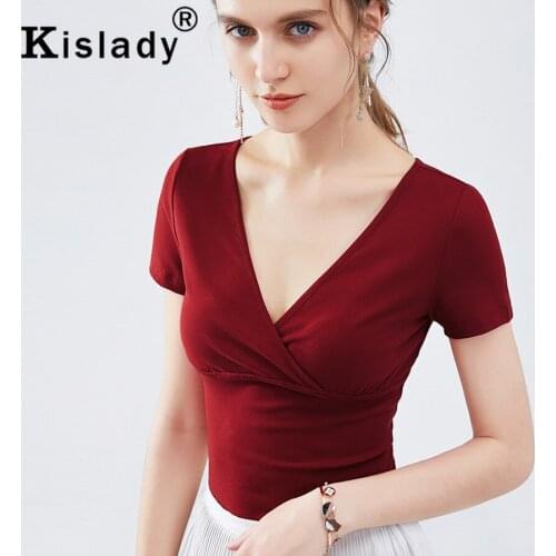 2020 New Spring Summe Fall Womens V-Neck Short Sleeve Slim Shirt OL Sexy Tops Gothic Shirt Korean Harajuku Fashion Clothes