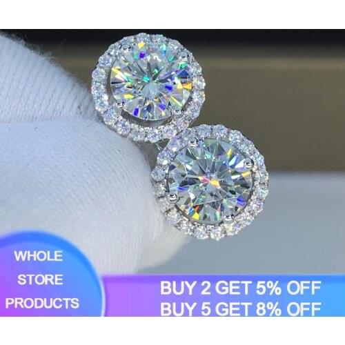 With Certificate Original S925 Silver Diamond CZ Stud Earrings For Women Wedding Romantic Bridal Fine Jewelry Engagement Brincos