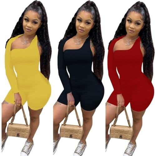 ZKYZWX Sexy Bodycon Long Sleeve Playsuit Birthday Party Outfits for Women Hollow Out Summer Clothes One Piece Club Short Rompers