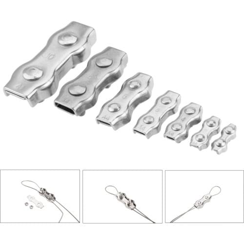 1/2/4/10Pc Boat Marine Stainless Steel 316 Duplex Clips Wire Cable Rigging Rope Grips Clamps Caliper Chuck Card 2/3/4/5/6/8/10mm