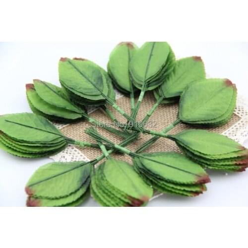 200pcs Green Artificial Leaf Leaves For Bouquet Garland Wreath Cap Decoration Craft DIY
