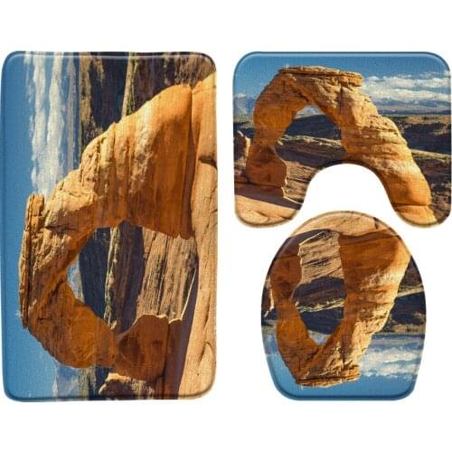 Arches National Park, U.S. Scenery Bath Mat 3-Piece Toilet Anti-Slip Bathroom Rug Door Carpet Floor Mats Decor Bathroom Product