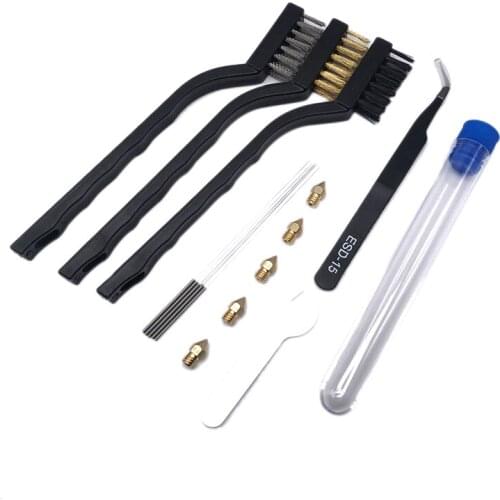3D Printer Accessories Cleaning Brush Dust Rust Cleaning Copper with MK8 0.4mm nozzle for CR-10 Ender-3 Nozzle Hot Bed to Remove