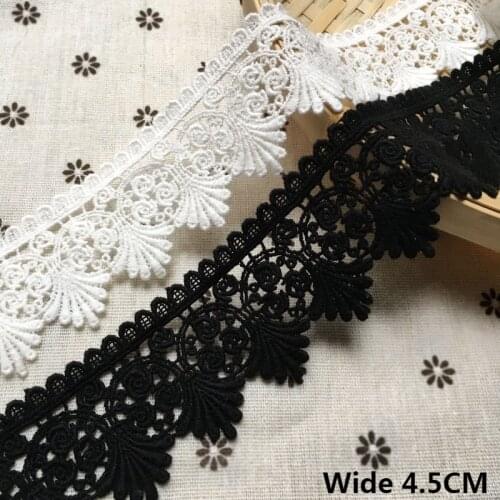 4.5CM Wide White Black Cotton Embroidered Lace Guipure Fabric Dress Lace Appliques Collar Cuffs Trim DIY Sewing Accessories