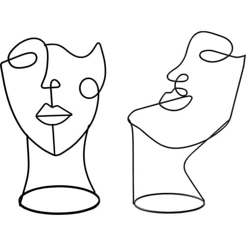 Abstract Black Metal Figure Face Ornaments Home Decor Modern Decorative Figure Art Decor Statue Abstract Decoration For Home