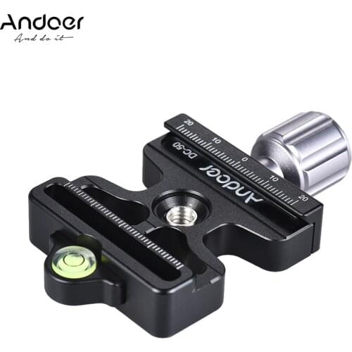 Andoer DC-50 Quick Release Clamp Knob-Type 1/4" &3/8" Screw Hole for Arca Swiss Standard for Manfrotto 200PL Quick Release Plate