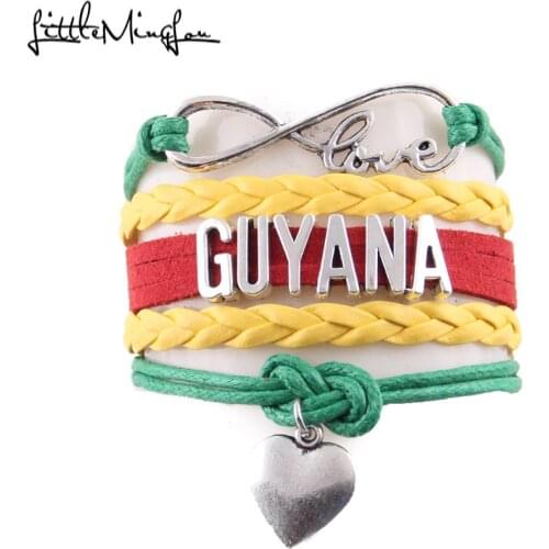 Infinity love Guyana Bracelet heart charm leather men bracelets & bangles for women jewelry Travel souvenir Drop Shipping