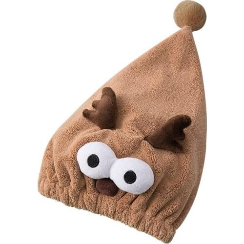 Quickly Absorbent Microfiber Coral Fleece Dry Hair Cap Cartoon Creative Cute Animal Pet Stereo Style Shower Cap Bathroom Textile