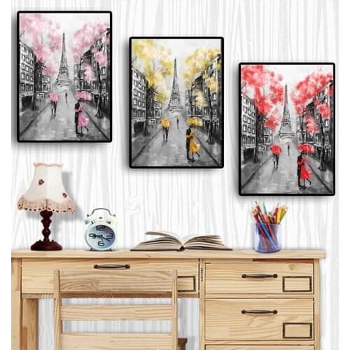 Diy 5 d diamond painting Romantic City Couple Paris 3 panel diamond embroidery full drill crystal handmade puzzle mosaic