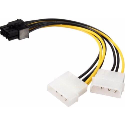 Dual 4Pin Female To 6Pin Male Graphics Power Cord 15CM Video Card Power Adapter Dual 4Pin To 6Pin Power Cable