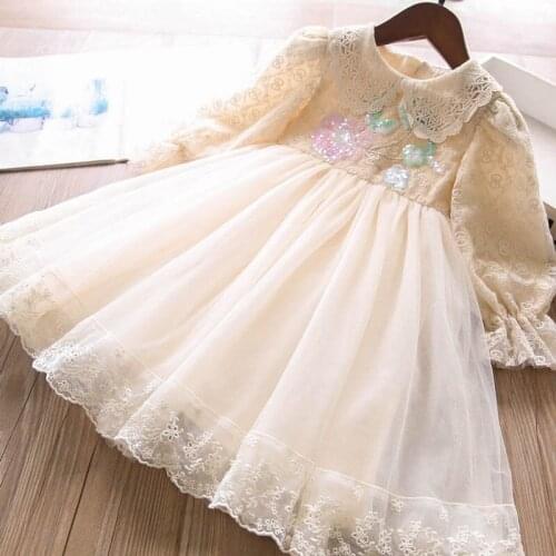 Girls' boutique dresses 2021 fall new baby girls soft lace tulle party tutu princess dress wholesale