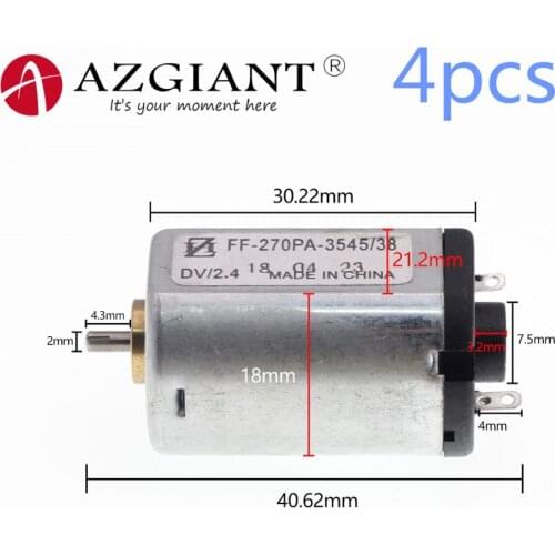 AZGIANT 4pcs/lot Micro DC Motor FF-270PA-3545/38 ,2.4V,+/-7000-31000RPM,FF270 use for Electric Shaver DIY Electric Toys pedicure