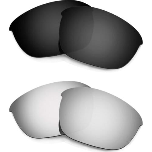 HKUCO 2 Pairs For Half Jacket 2.0 Polarized Replacement Lenses --Black & Silver
