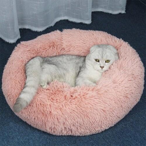 Round Cat Beds House Soft Long Plush Best Pet Dog Bed For Dogs Basket Pet Products Cushion Cat Bed Cat Mat Animals Sleeping Sofa