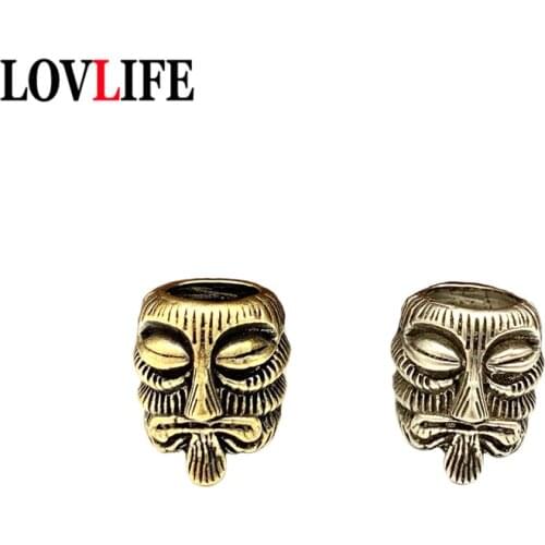 Brass EDC Paracord Bead for Jewelry Making Retro Meditator Charms DIY Survival Keychain Accessories 8mm Big Hole Lanyard Pendant