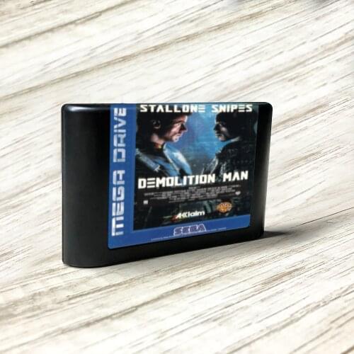 Demolition Man - EUR Label Flashkit MD Electroless Gold PCB Card forSega Genesis Megadrive Video Game Console