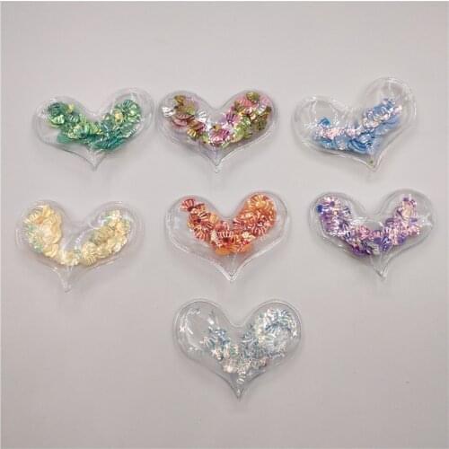 7pcs/lot 6cm Bling bling Sequin Heart patch applique for DIY Headdress Accessories