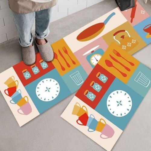 Nordic Cartoon Anti-Slip Long Kitchen Mat 3d Printing Absorbent Entrance Doormat Modern Bath Living Room Balcony Prayer Pad
