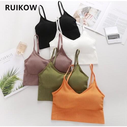 New Strecth Girls Sling Soft Sport Mini Bras Fitness Padded Sexy Running Tops Wire Free Cotton Backless Beauty Bras for Women