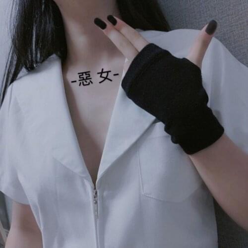 Solid Black Cool Short Women Glove 2021 Man Unisex Ninja Wrist-length Hipster Fingerless Sport Gloves Basic Street Accessories