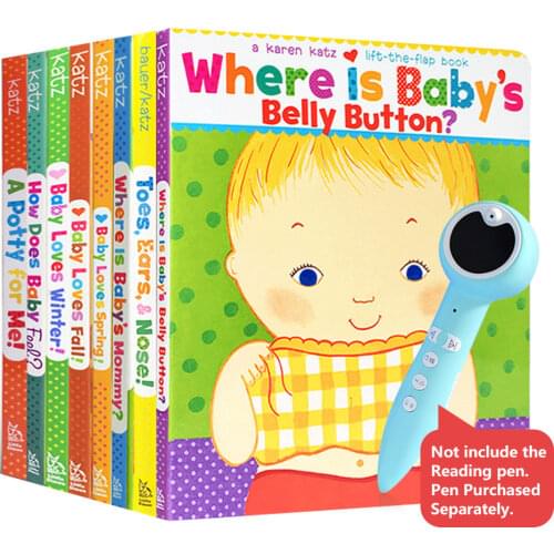 8Books By Karen Katz English Original Picture Book Where Is Babys Belly Button 0-3-5 Baby Parent-Child Interactive Picture Book