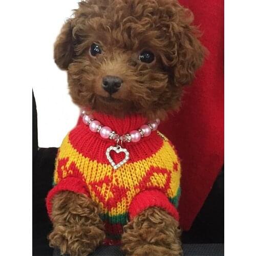 Pet Cat Dog Collar Accessories Jeweled Necklace For Cat Supplies Love Pendant Pet Products Rhinestone Puppy Dogs Collar S/M/L