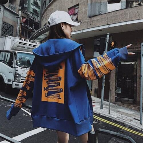 Casual Zipper Sweatshirts Jacket Female Spring Autumn Womens Clothing 2020 New Loose Korean Hooded Hoodies Coats b179