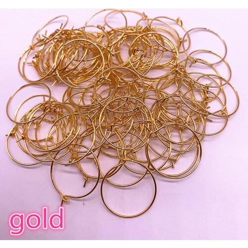30pcs/lot 20 25 30 35mm Gold Hoops Earrings Big Circle Ear Wire Hoops Earrings Wires For Jewelry Making DIY Supplies