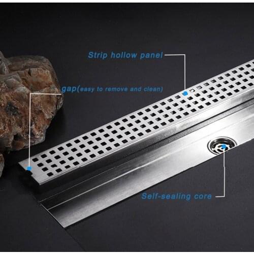 WETIPS Bath Rectangle Shower Drain Grid Floor Square Cover Drains Long Linear Drainage Channel Drain Cover For Bathroom Strainer