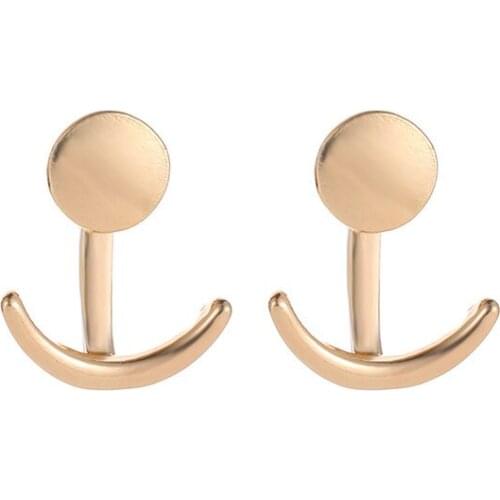 Special Suspension Designed Sun & Moon Geometric Simple Style Silver Plated Golden Stud Earrings For Women