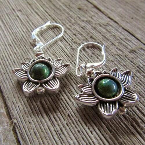 Color change earrings, lotus jewelry, zen style gift, mood bead earrings, yoga jewelry