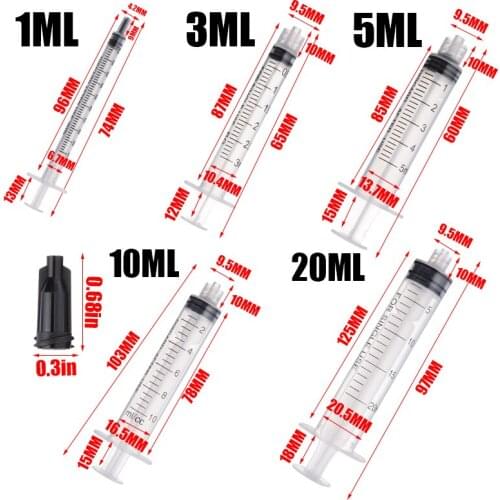 60Pcs Plastic Syringe With Blunt Tip Needles Caps 1/3/5/10/20ml Measuring Syringe Hydroponics Nutrient Sterile Health Measuring