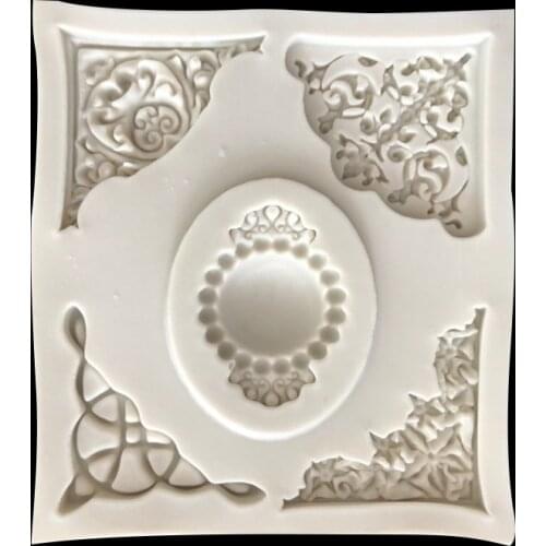 8.2*7.5*0.8CM DIY Sugar Craft Cake Diamond Border Petal Cake Silicone Mold Fondant Mold Cake Decorating Tools Gum Paste Mold