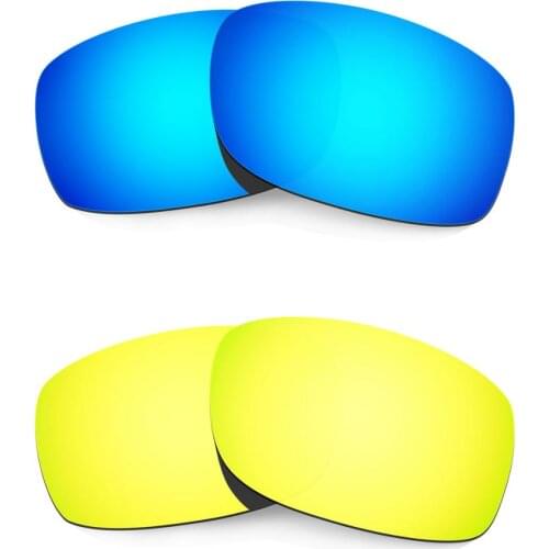 HKUCO For Fives 3.0 Sunglasses Replacement Polarized Lenses 2 Pairs - Blue & Gold