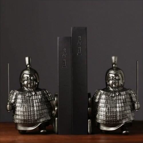 2 PIECES/SET CHINA QIN DYNASTY ARCHAIZE TERRA COTTA WARRIORS SOLDIER RESIN CRAFT STATUE BOOKENDS HOME DECORATION GIFT R4291