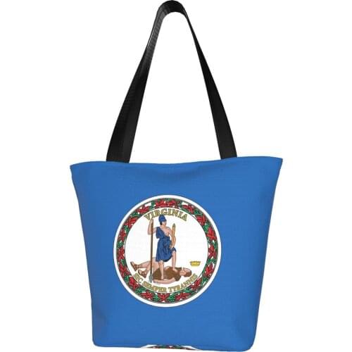 State Flag Of Virginia Polyester outdoor girl handbag, woman shopping bag, shoulder bag, canvas bag, gift bag