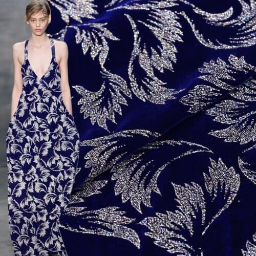 Leaves thickened bronzing 2017 high-grade silk velvet fabric for dress shirt clothes C038