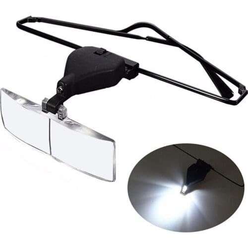 Headhold Magnifier Magnifying Glass Reading Eye Repair Magnifier LED Light 1.5/2.5/3.5 With 3pc Glasses Loupe Optical Lens