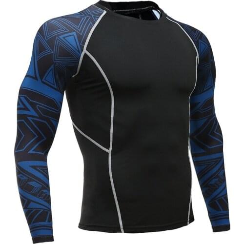 High Elastic Tights Mens Moisture Wicking Sports Flower Arm Long Sleeve Gym Clothes Basketball Football Quick-drying