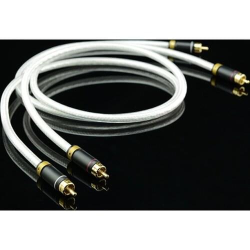 MPS M-4 High End 2 RCA to 2 RCA Audio cable 6N OFC Hi Fi 99.99997% 5U Gold Plated Subwoofer Speaker cable Audiophile Free ship