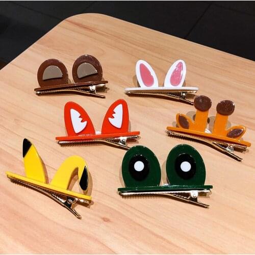 New Cartoon Animal Hairpin Cute Candy Color Love Bow Hairpin Hair Accessories Girl Bangs Broken Hair Edge Clip Headdress