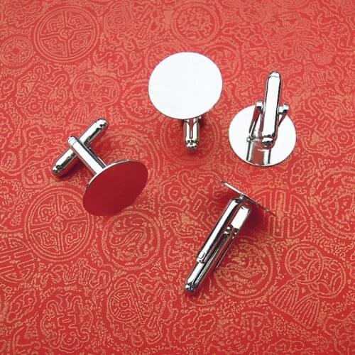 10mm New Silver Tone Plated Copper Blank Bases Round Tray Pad French Cufflinks Jewelry Settings Findings Blank Bulk Wholesale