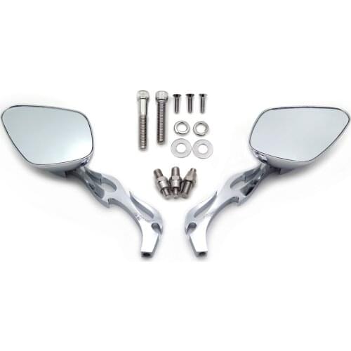 Alloy Running Ctom Mirrors for Harley Davidson Softail FatBoy Flame Shape Chromed Aftermarket Free Shipping Motorcycle Parts
