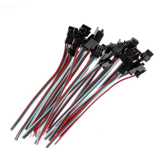 10 Pairs 3 Pin JST SM Male Female Plug Connector Cable For WS2812B WS2812 WS2811 LED Strip Lamp