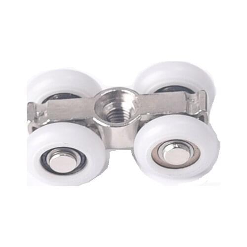 10PCS/LOT Small Width 21.5mm Shower Glass Room Sliding Door Fitting Hanging Pulley Wheel Four Roller Wheel Pulley