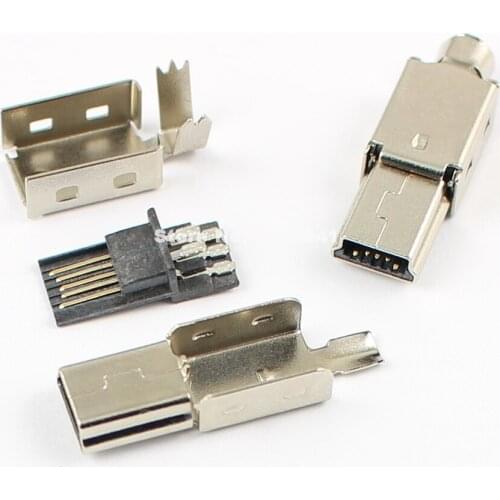 100pcs Mini USB 5 Pin Male Socket Connector For DIY