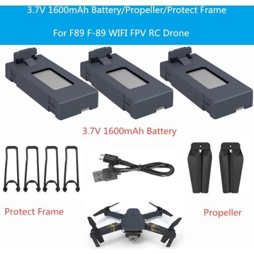 2PCS or 3PCS 3.7V 1600mAh Battery/Propeller/Protect Frame/USB Line For F89 RC Drone Main Blade F89 Accessories And USB Cable