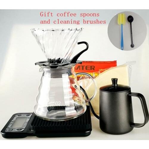 2020 New V60 Filter Cup coffee Strainer Set Electronic Coffee Scale 350ml Coffee Kettle Filter Cold Dripper Barista Tools