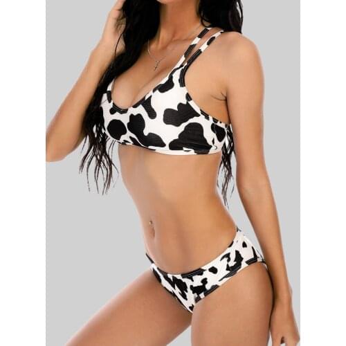 2021 Cow Pattern Sexy Split Bikini Swimsuit Suit Push-Ups Women Beach Swimwear Sadies Bikinis Fashion Swimsuit