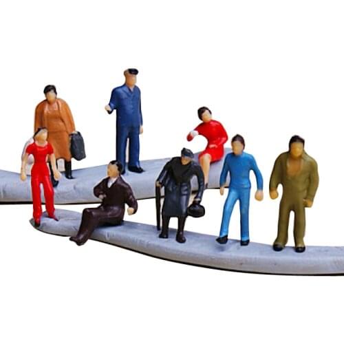 24pcs 1:87 HO Scale Miniature People Model Figurines for Model Train Diorama Scenery DIY Accessories